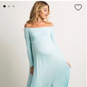 Light blue off the shoulder long dress
